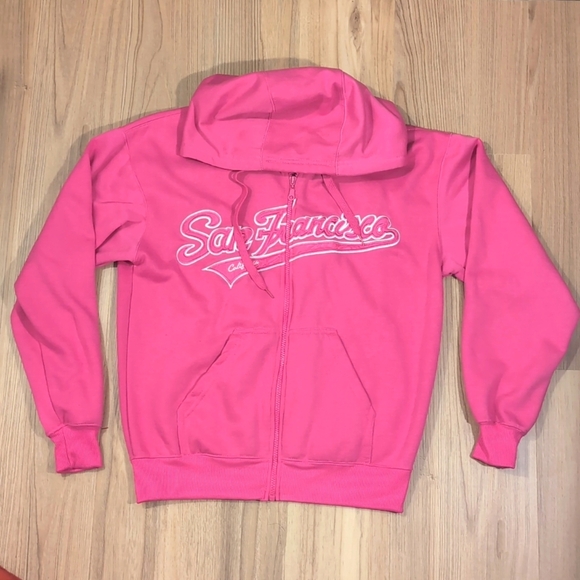 San Francisco CA Hot Pink Cotton Zip Hoodie - Picture 1 of 6